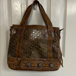 Montana West Brown Starry Tote